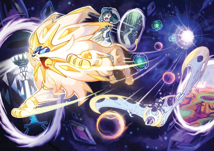 selene, elio, lunala, and solgaleo (pokemon and 1 more)
