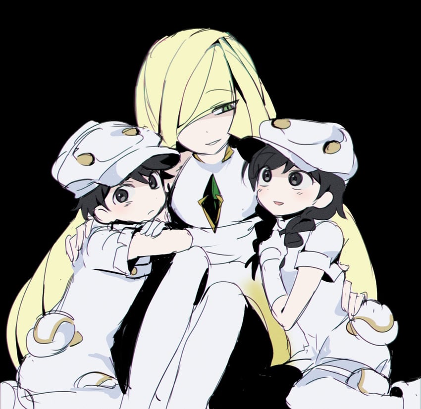 selene, lusamine, elio, and aether foundation employee (pokemon and 1 more) drawn by pokeplanting