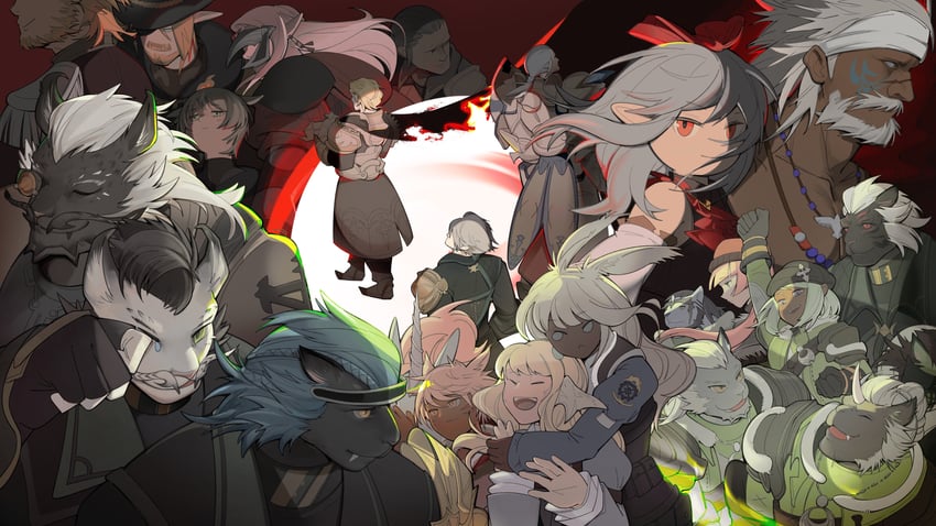 lyon rem helsos, basch fon ronsenburg, mikoto jinba, pagaga vochstein, misija votyasch, and 19 more (final fantasy and 1 more) drawn by notesonlyonpii
