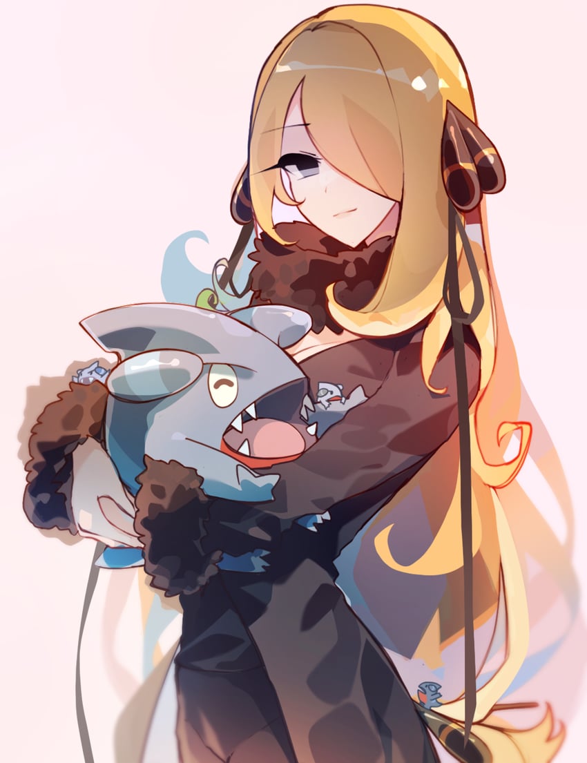 cynthia and gible (pokemon and 1 more) drawn by kaliningradg