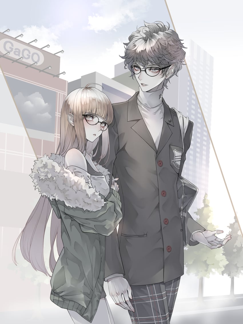 amamiya ren and sakura futaba (persona and 1 more) drawn by ryokuyuu
