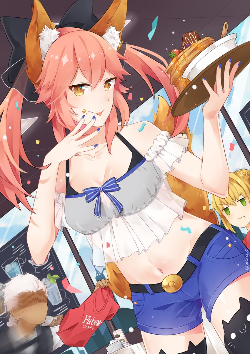 tamamo, nero claudius, tamamo no mae, and archer (fate and 3 more) drawn by usarei