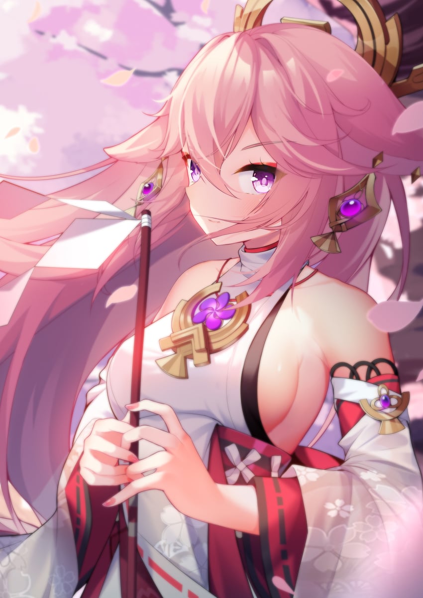 yae miko (genshin impact) drawn by gu_gu_da_mo_wang