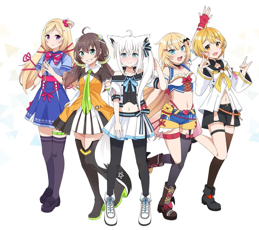 shirakami fubuki, natsuiro matsuri, akai haato, aki rosenthal, yozora mel, and 2 more (hololive) drawn by ohu_(kagemaru)