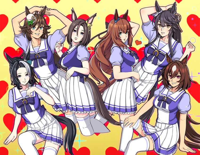 sirius symboli, mr. c.b., narita brian, air groove, maruzensky, and 1 more (umamusume) drawn by kantou_rengou
