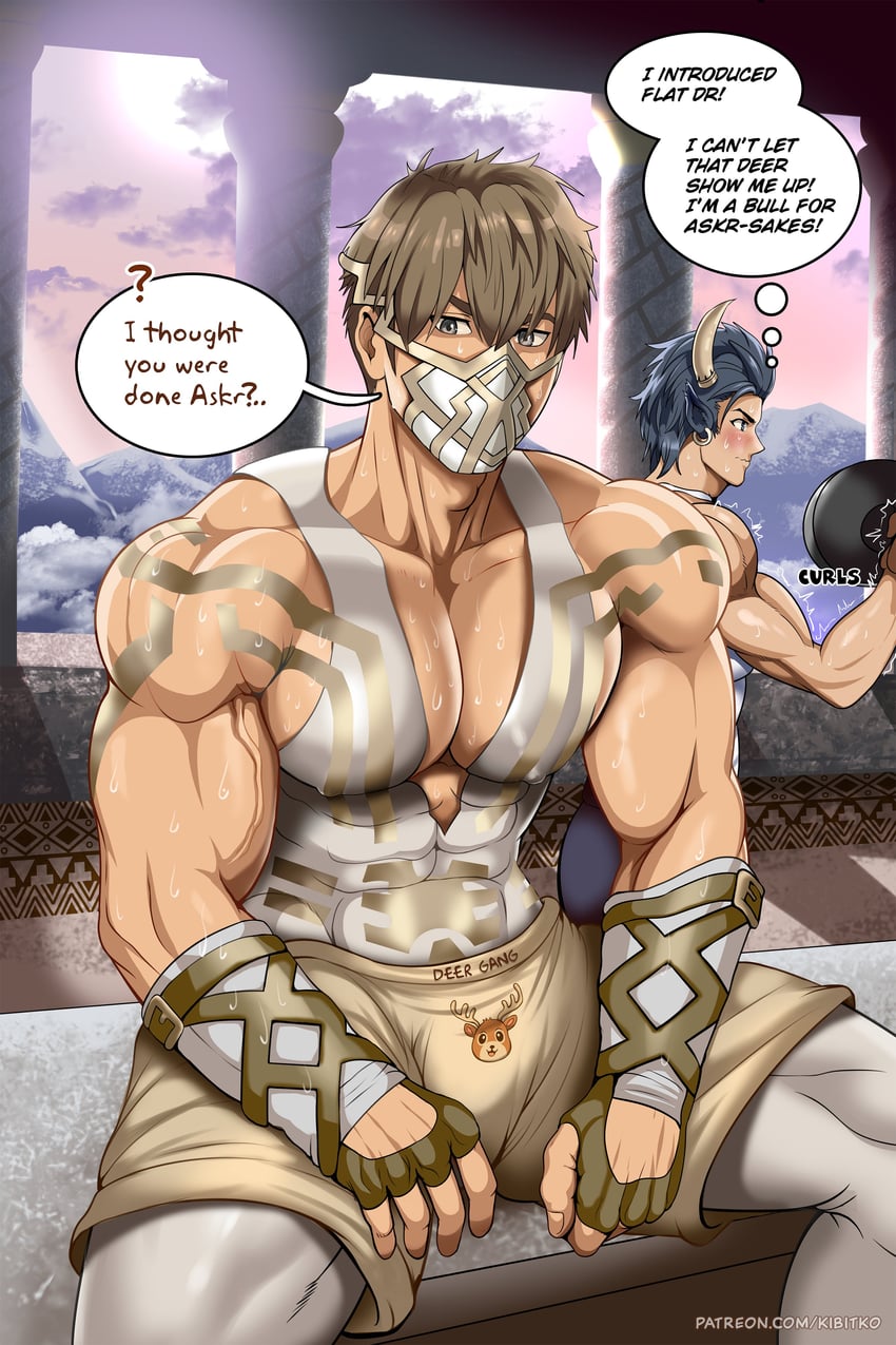 eikthyrnir and askr (fire emblem and 1 more) drawn by kibitko