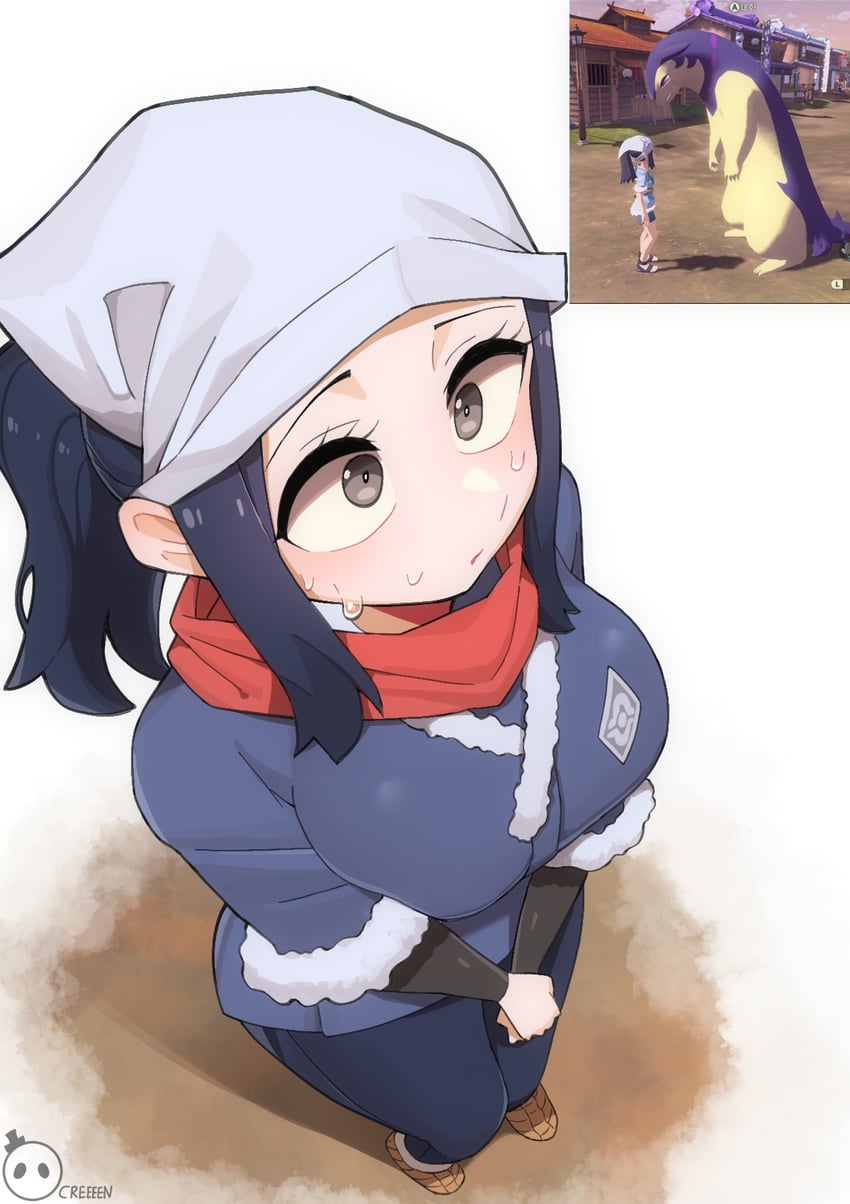 akari and hisuian typhlosion (pokemon and 1 more) drawn by creeeen_jjang