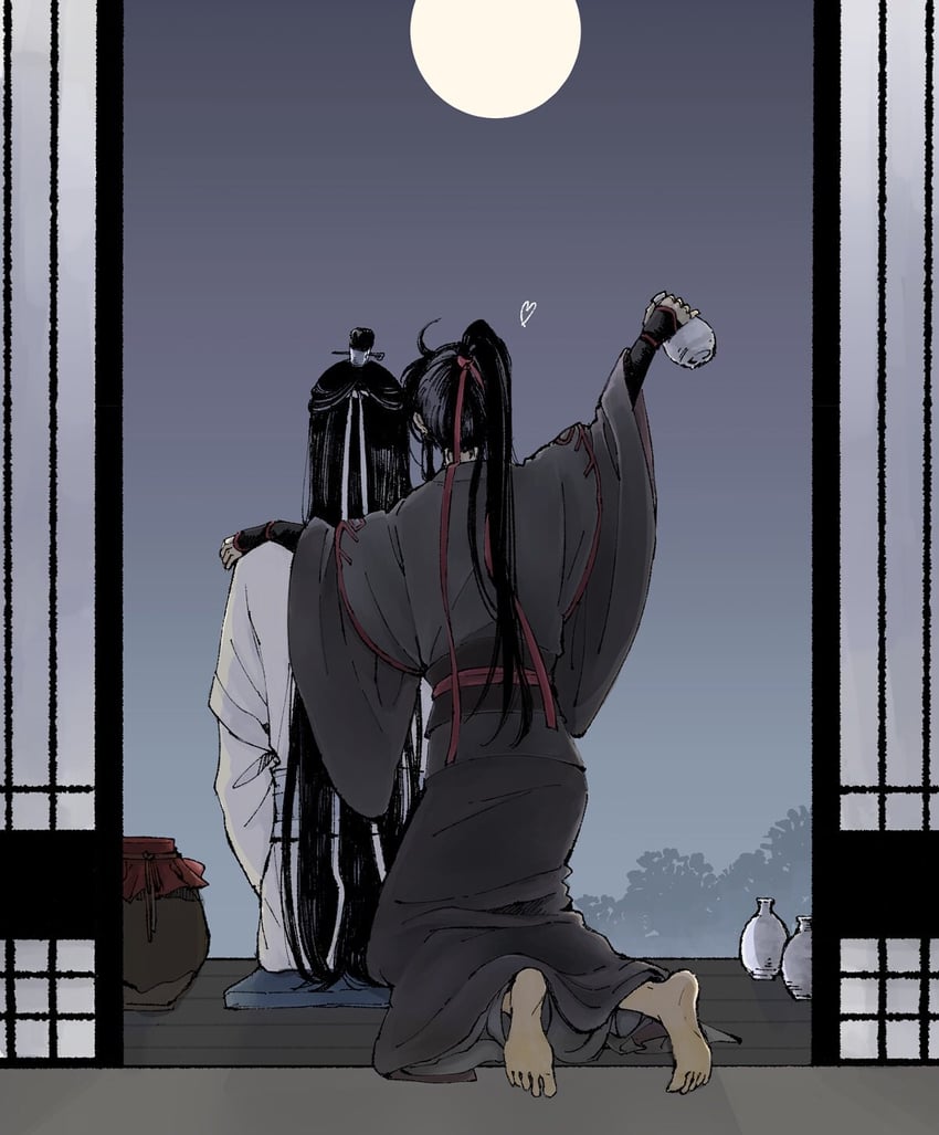 wei wuxian and lan wangji (modao zushi) drawn by w2biiro