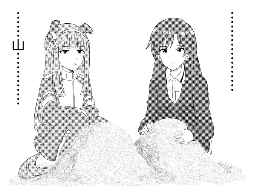 kisaragi chihaya and silence suzuka (idolmaster and 1 more) drawn by munbato_(watari_megumi)