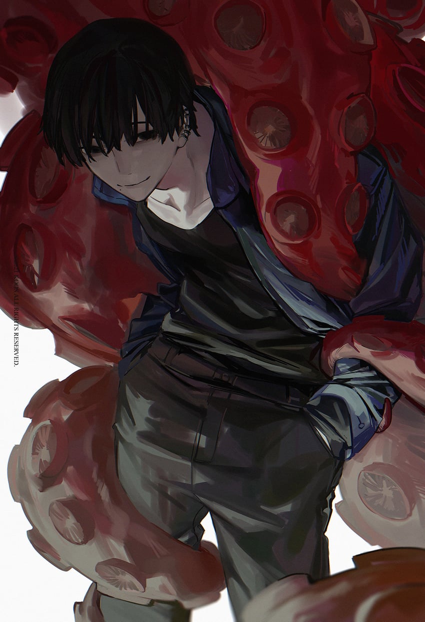 yoshida hirofumi and octopus devil (chainsaw man) drawn by k00s