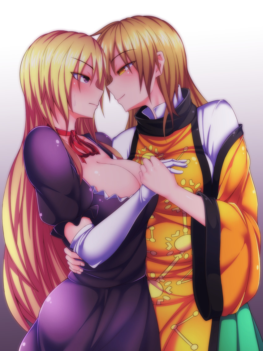yakumo yukari and matara okina (touhou) drawn by kuroba_rapid