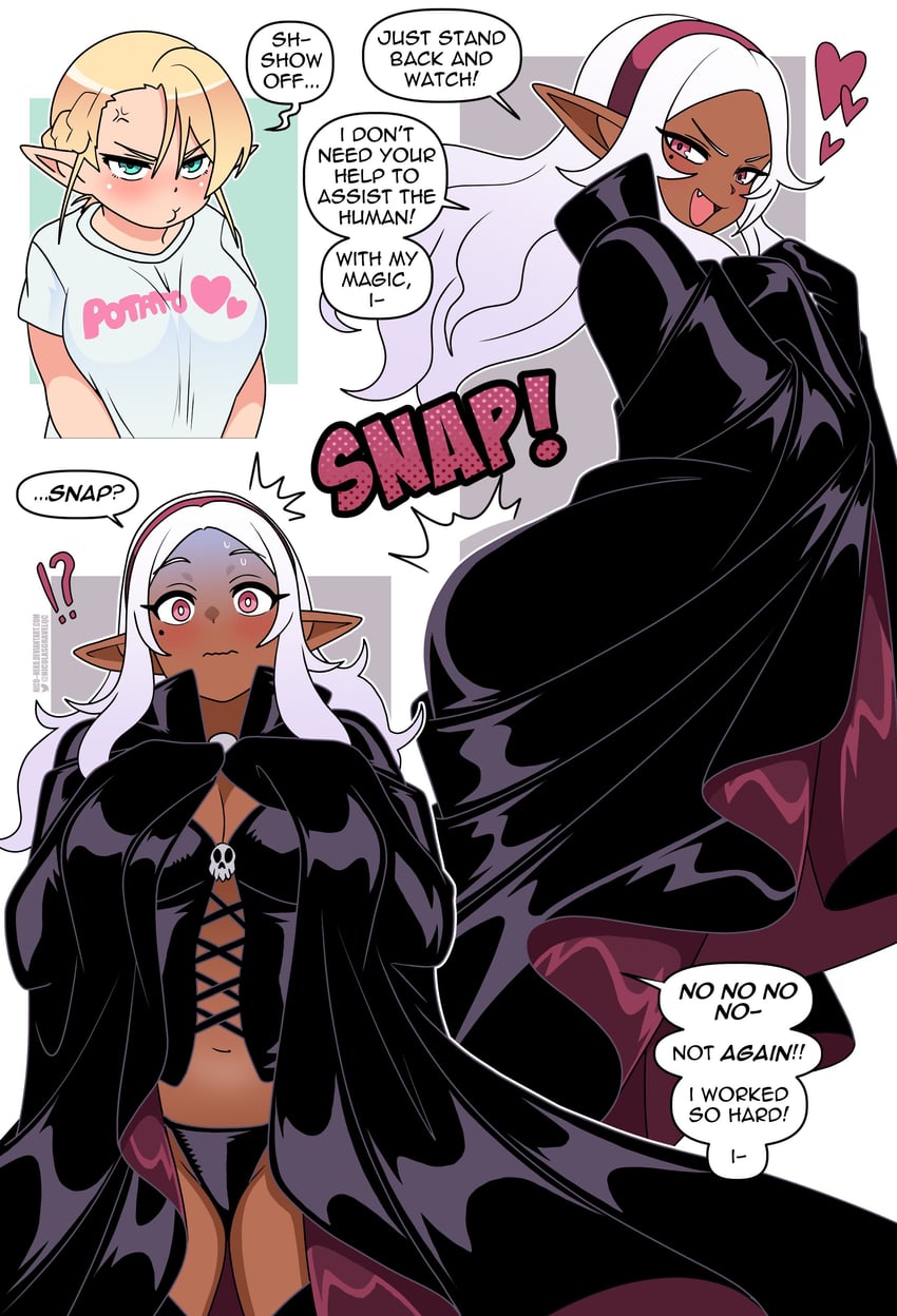 elfuda and kuroeda (elf-san wa yaserarenai.) drawn by nico-neko
