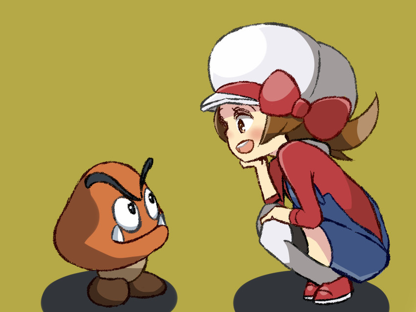 lyra and goomba (pokemon and 2 more) drawn by kisama_(0213)