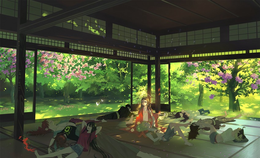 okita souji, oda nobunaga, oda nobukatsu, okada izou, oryou, and 5 more (fate and 2 more) drawn by warabi_tama