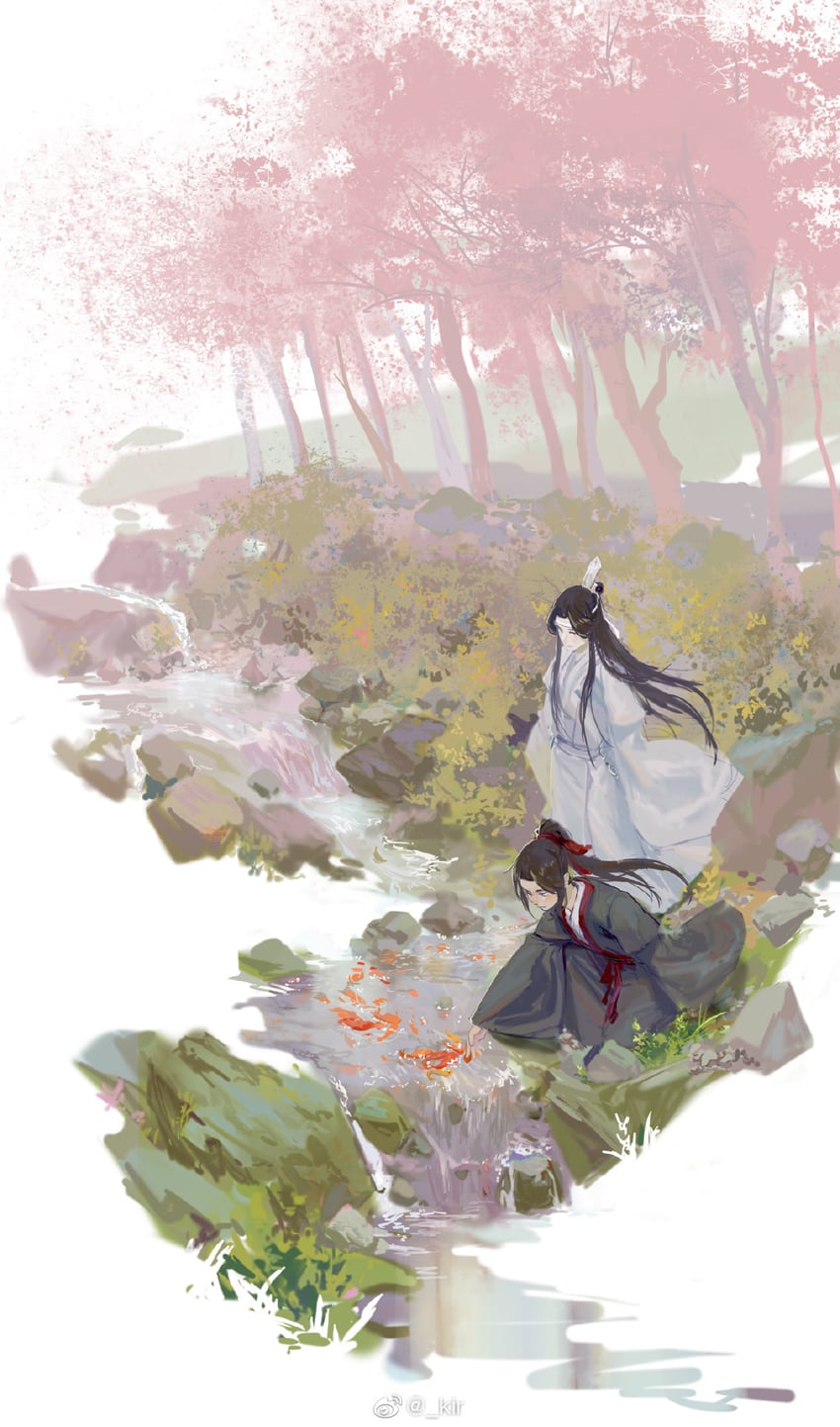 wei wuxian and lan wangji (modao zushi) drawn by moruki