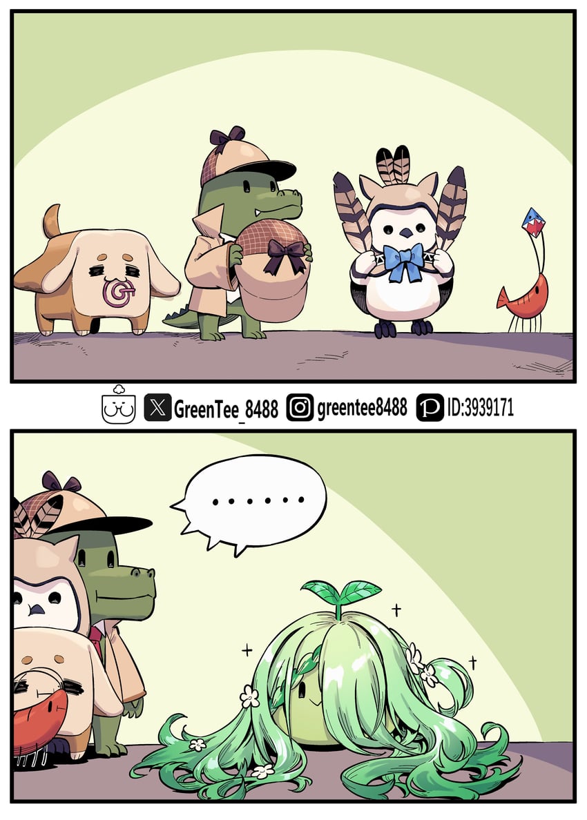ebi-chan, sapling, hooman, sanallite, and investigator (hololive and 1 more) drawn by zetsuental