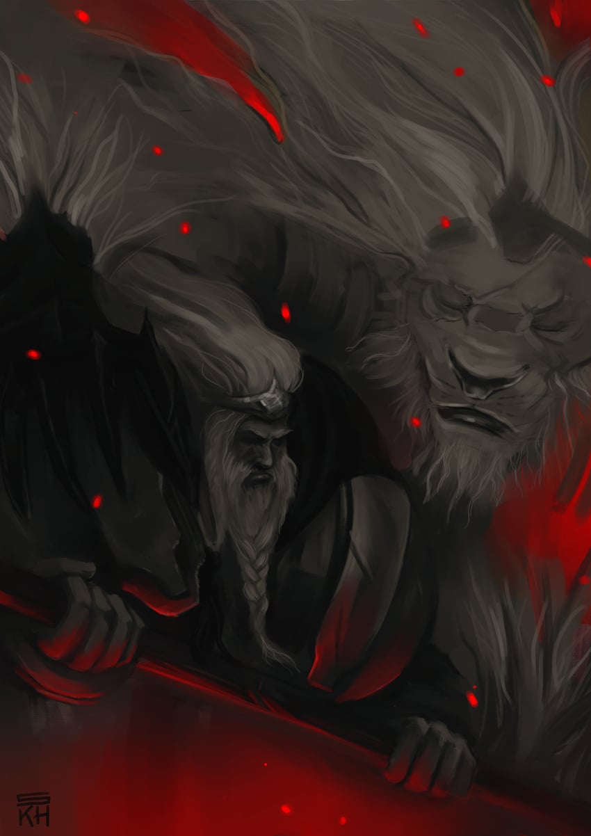godfrey first elden lord and serosh (elden ring) drawn by stinekhansen