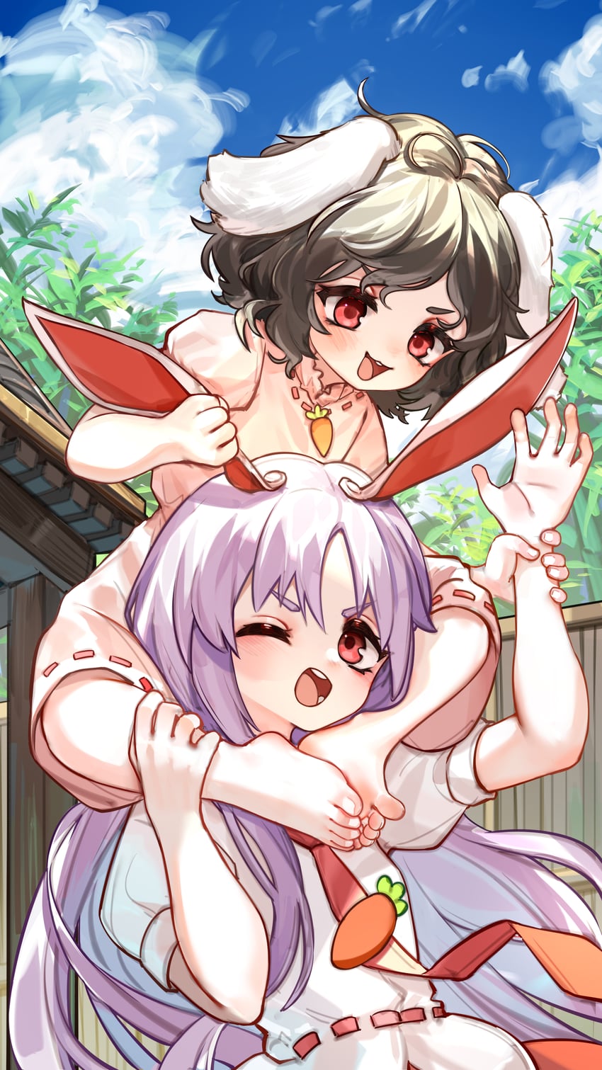 reisen udongein inaba and inaba tewi (touhou) drawn by kourou_(kouroukun)