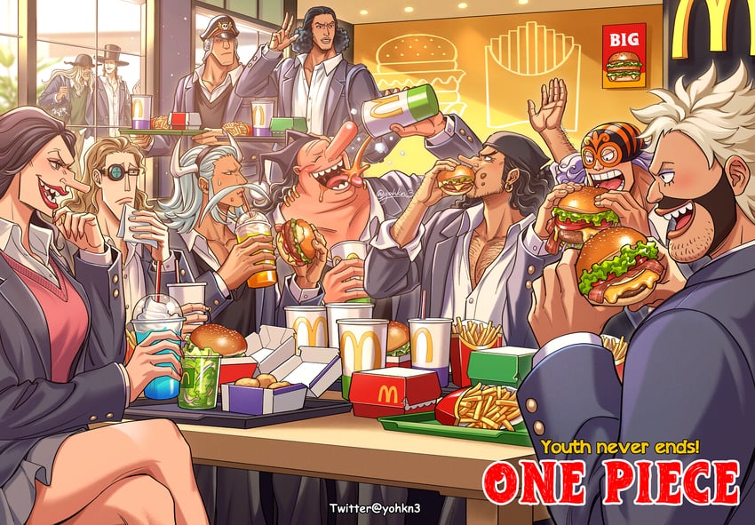 aokiji, marshall d. teach, jesus burgess, avalo pizarro, lafitte, and 6 more (one piece and 1 more) drawn by youkan_(tako)