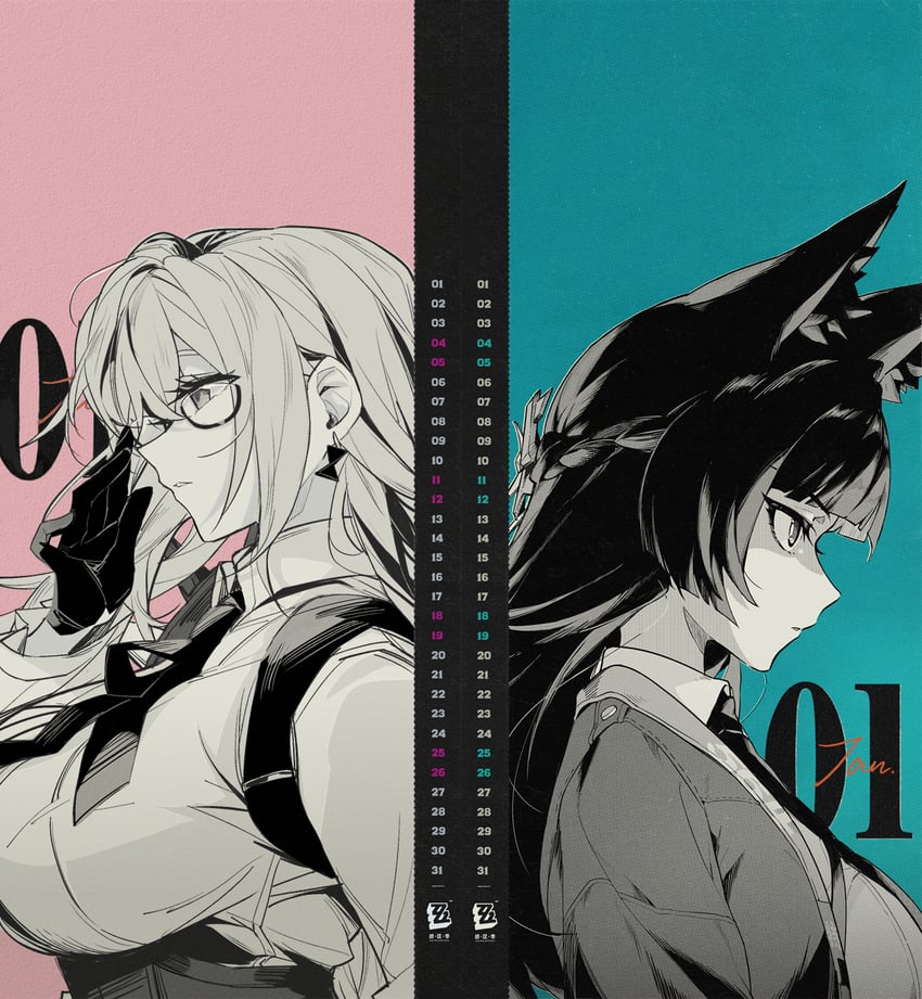hoshimi miyabi and tsukishiro yanagi (zenless zone zero) drawn by rekka
