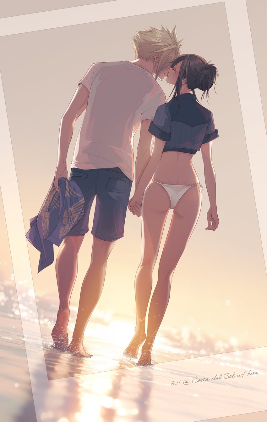 tifa lockhart and cloud strife (final fantasy and 3 more) drawn by mixmomo_yah
