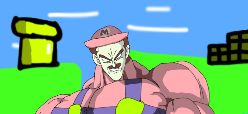 mario and broly (mario and 2 more) drawn by shinjaakuryu