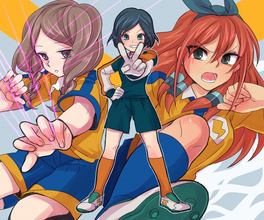 sorano aoi, yamana akane, and seto midori (inazuma eleven and 1 more) drawn by kareido
