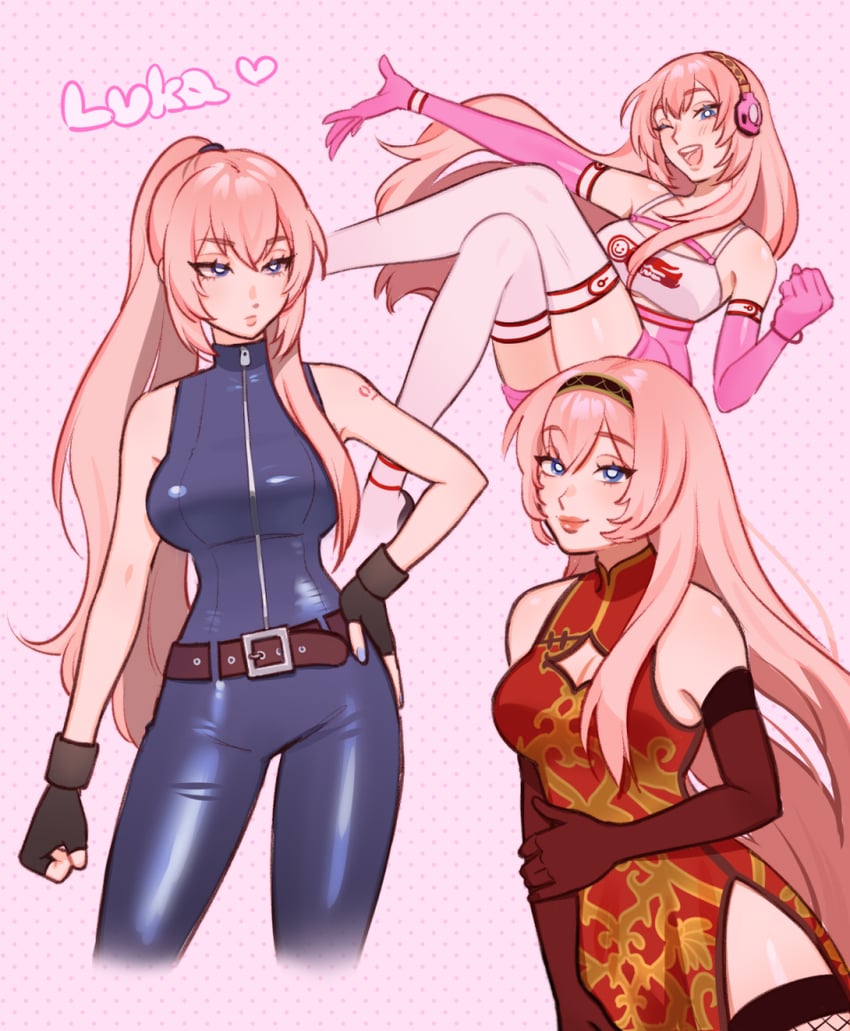 megurine luka and sarah bryant (vocaloid and 2 more) drawn by miffs