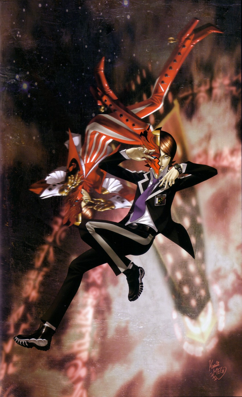 suou tatsuya and apollo (persona and 2 more) drawn by kazuma_kaneko and shiraishi_megumi_(colorist)