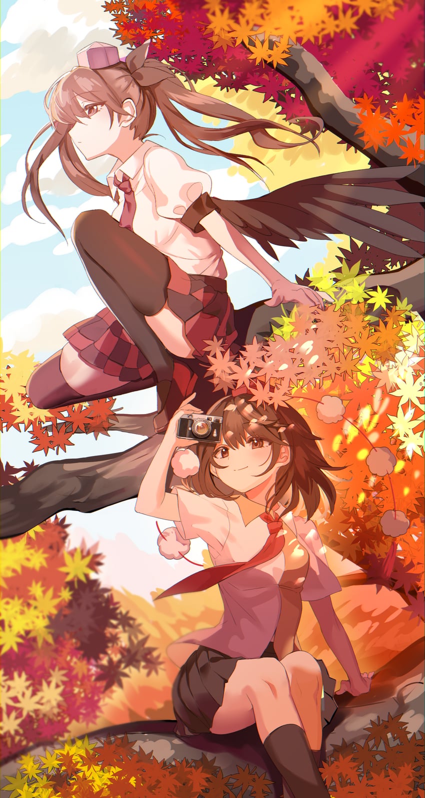 shameimaru aya and himekaidou hatate (touhou) drawn by kanta_(pixiv9296614)