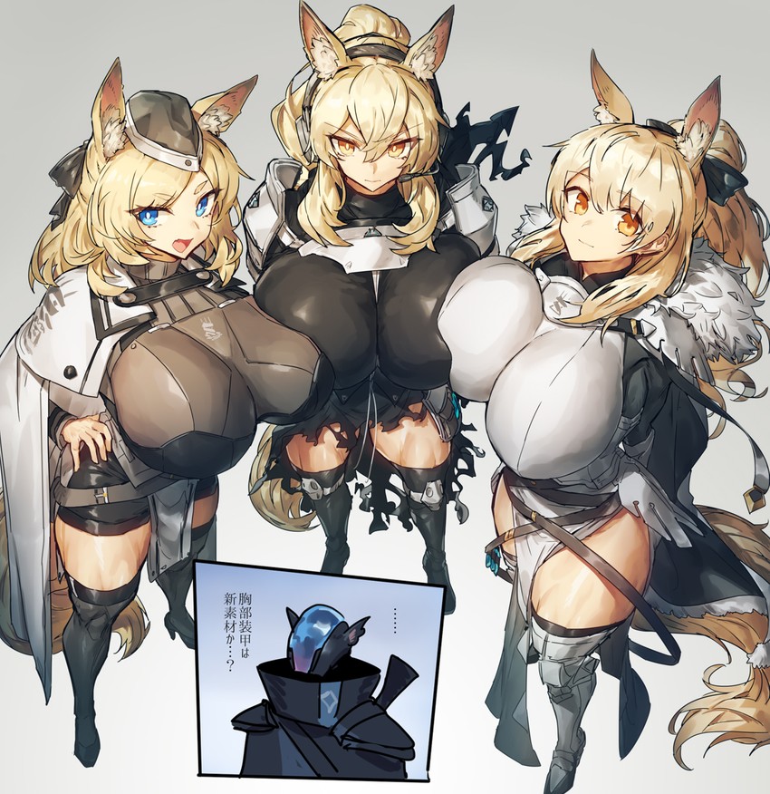 nearl, blemishine, whislash, and plastic szewczyk (arknights) drawn by melon22