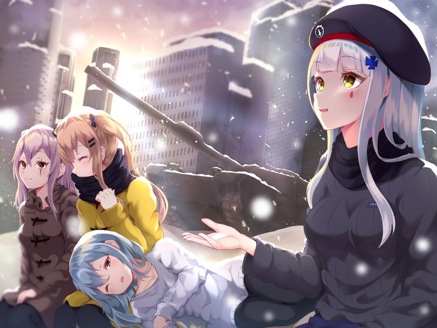 hk416, ump45, ump9, and g11 (girls' frontline) drawn by inora