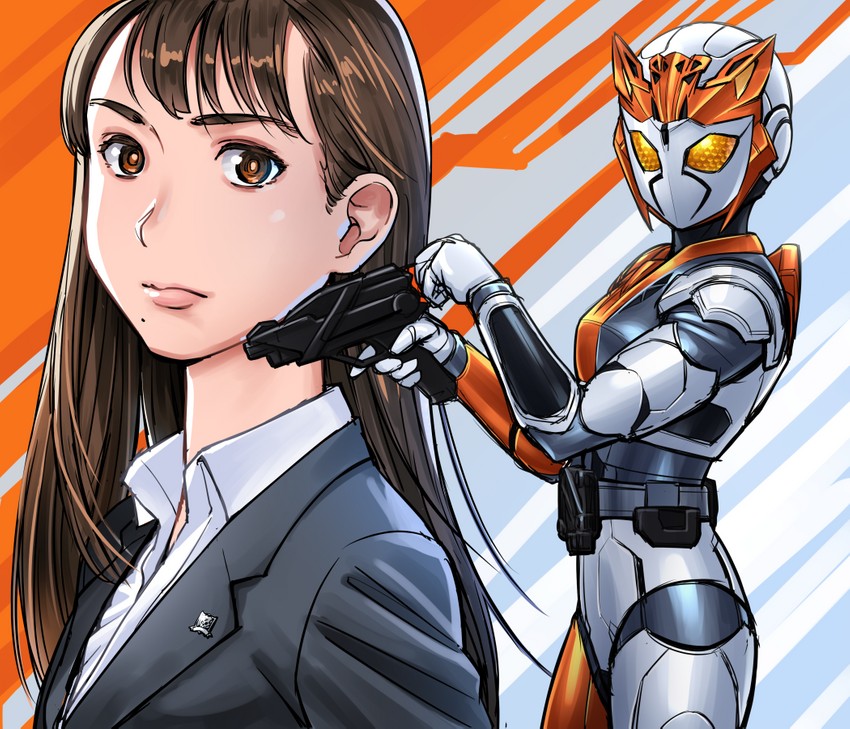 yaiba yua and kamen rider valkyrie (kamen rider and 1 more) drawn by onigiri_jou