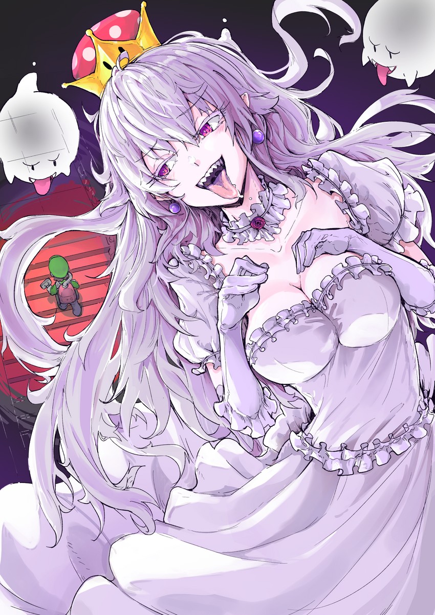 luigi, princess king boo, and boo (mario and 2 more) drawn by zooanime
