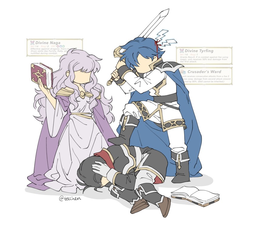 sigurd, deirdre, and reinhardt (fire emblem and 2 more) drawn by tecchen