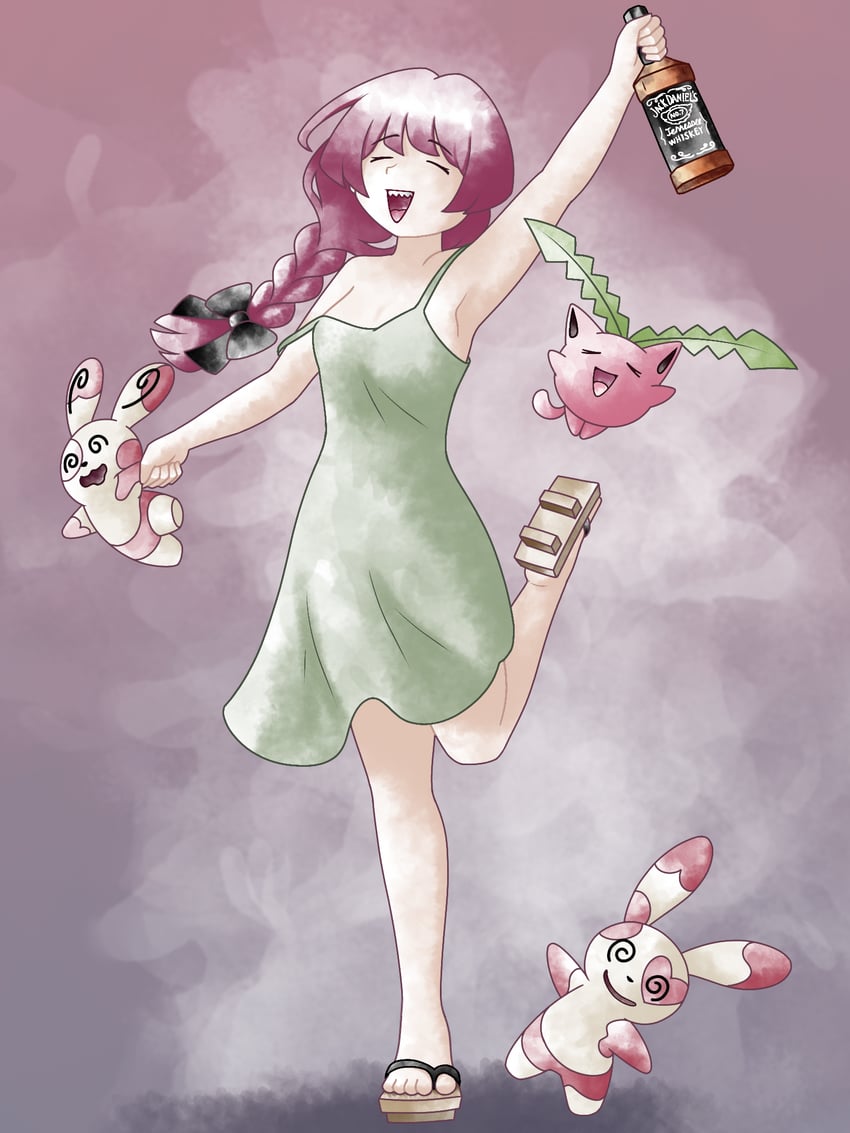 hiroi kikuri, hoppip, and spinda (pokemon and 1 more) drawn by greatmothsucks