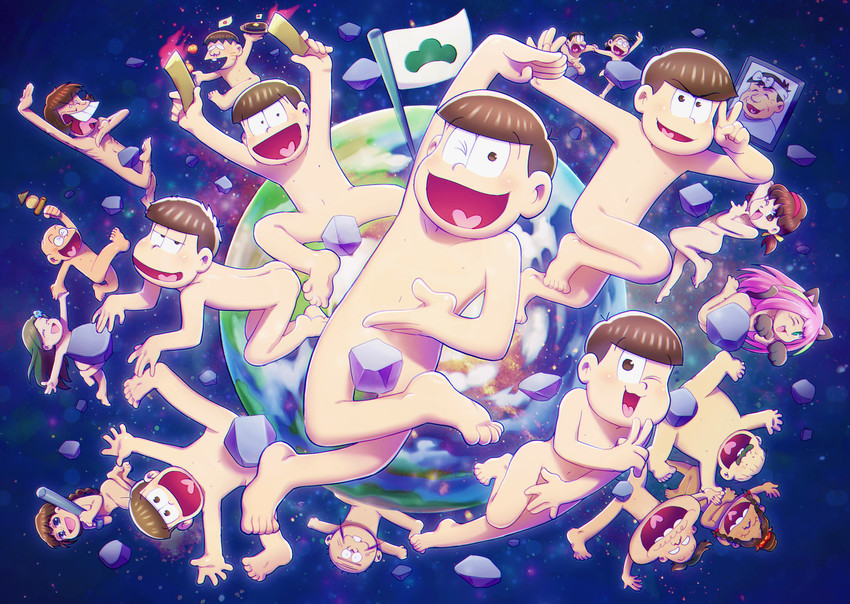 matsuno osomatsu, matsuno karamatsu, matsuno ichimatsu, matsuno jyushimatsu, matsuno choromatsu, and 15 more (osomatsu and 2 more) drawn by show_chiku-by