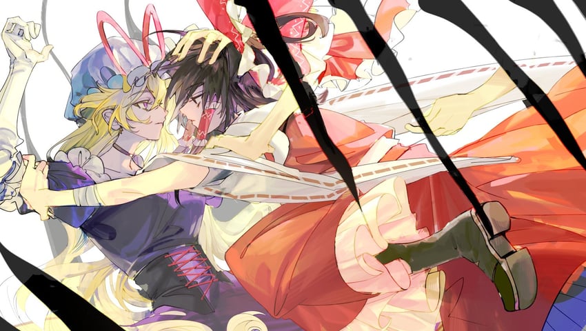hakurei reimu and yakumo yukari (touhou) drawn by xian_qishui