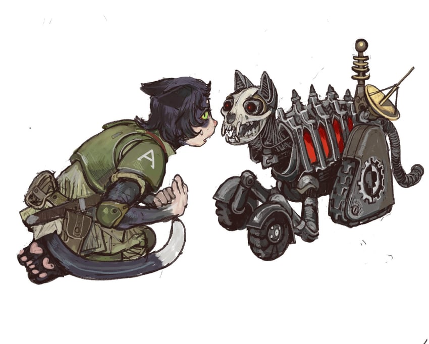 astra militarum and adeptus mechanicus (warhammer 40k) drawn by mossacannibalis