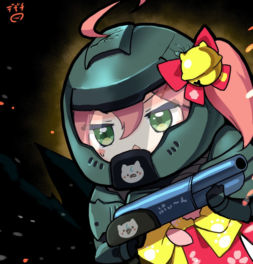sakura miko, 35p, and doomguy (hololive and 1 more) drawn by nejime