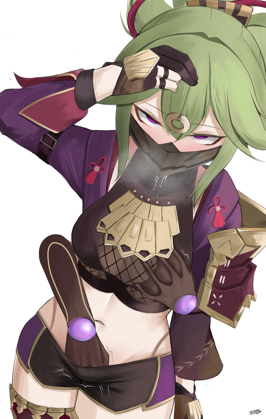 aether and kuki shinobu (genshin impact) drawn by eroborne
