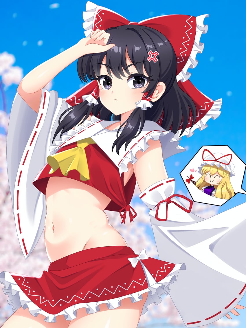 hakurei reimu and yakumo yukari (touhou) drawn by cipher_(user_watm8555)
