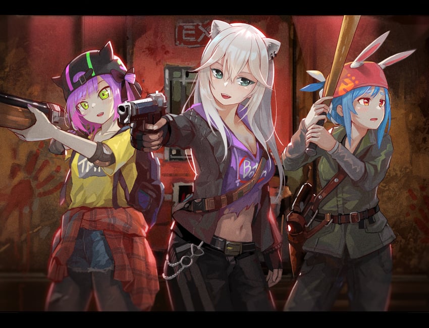 usada pekora, tokoyami towa, and shishiro botan (hololive and 1 more) drawn by yoshikawa_hiro