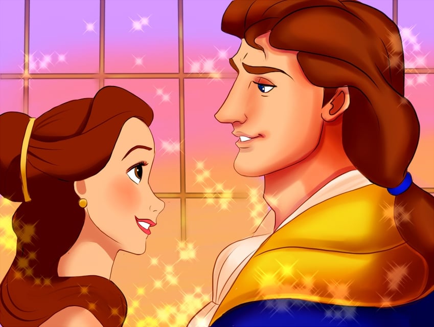 belle and prince adam (beauty and the beast) drawn by nyamunekonabe