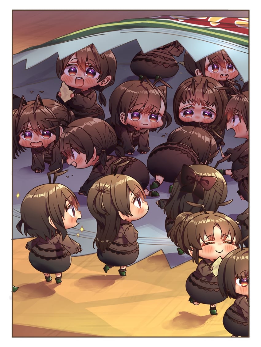 main ant girl, bob cut ant girl, and ponytail ant girl (original) drawn by harumina_mau