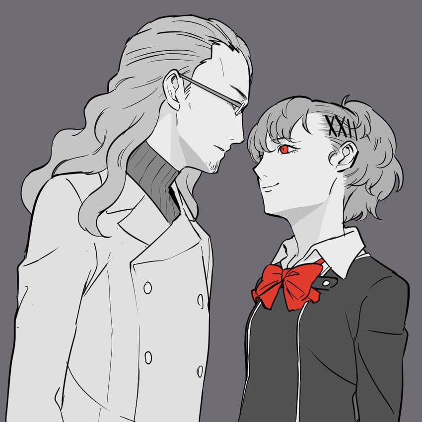shiomi kotone and ikutsuki shuuji (persona and 2 more) drawn by ine_(goin)