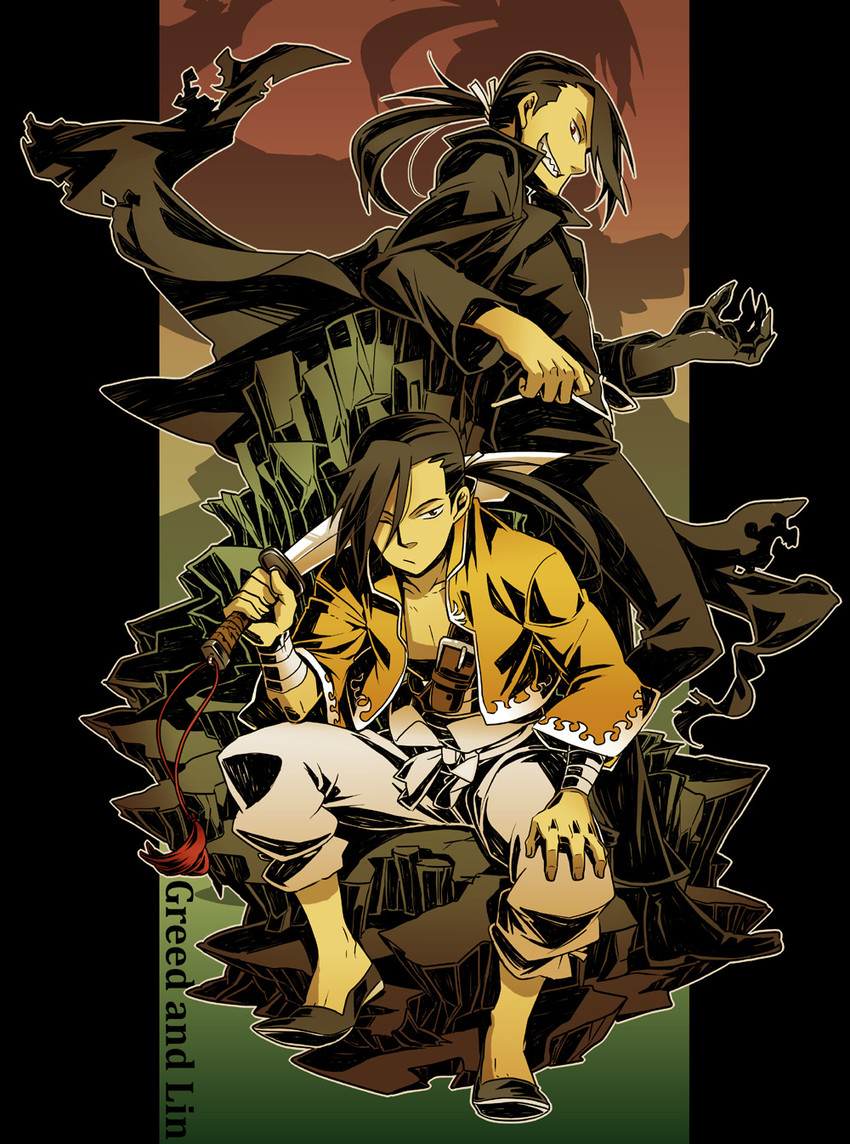 ling yao and greed (fullmetal alchemist) drawn by fikasu_(higekunee)