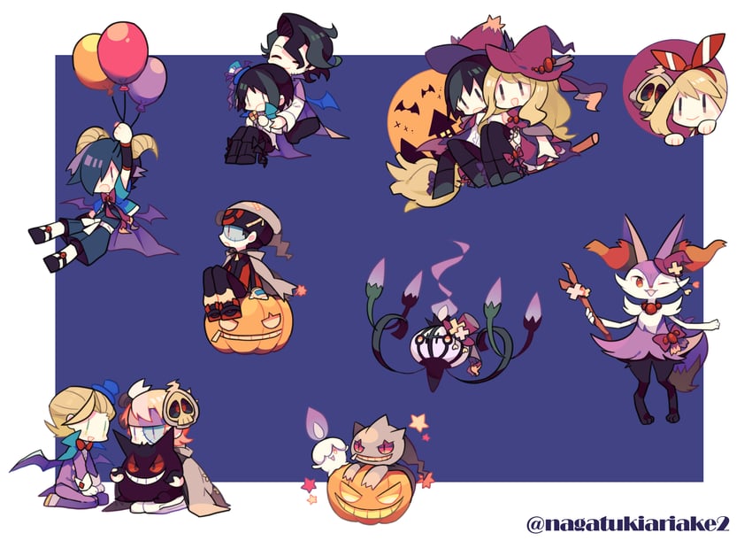 may, serena, gengar, brendan, calem, and 10 more (pokemon and 4 more) drawn by nagatsukiariake