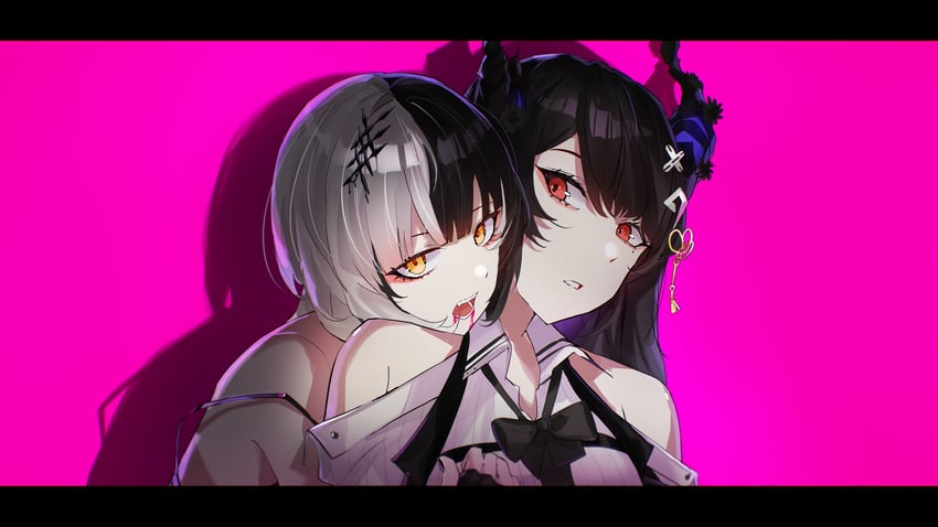 shiori novella and nerissa ravencroft (hololive and 1 more) drawn by kurochanai