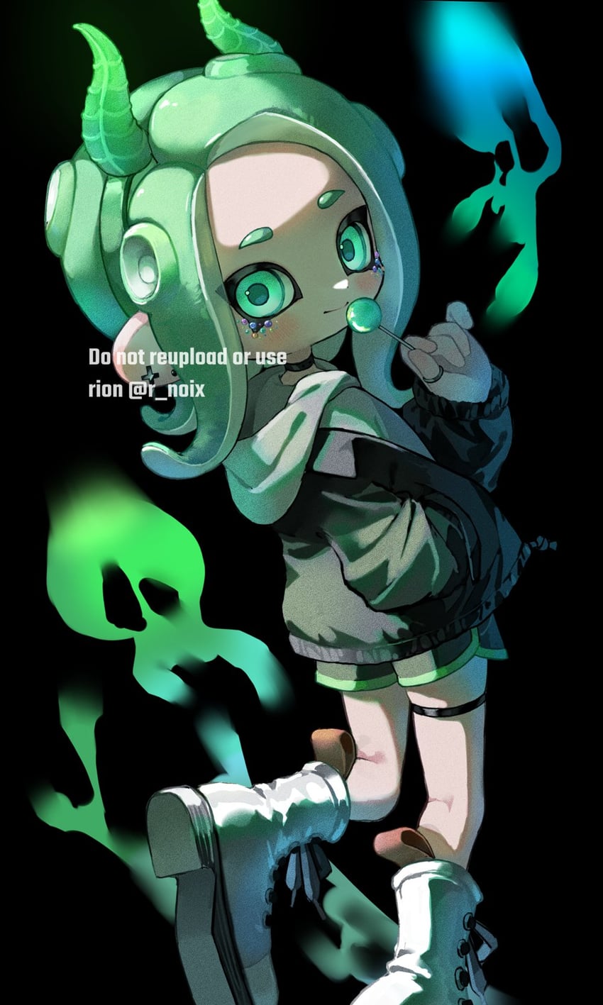 octoling player character and octoling girl (splatoon) drawn by myon_rio